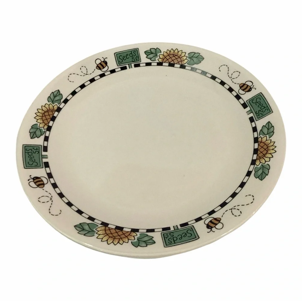Corelle Corning Sun Blossums Bumble Bees Sunflower Dinner Plates USA Set Of 2 - Picture 5 of 5